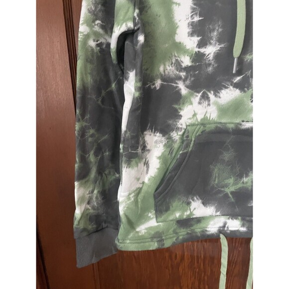 Mens Green Black White Tie Dye Sweatshirt Hoodie Drawstring Pocket S NWT - Picture 4 of 8